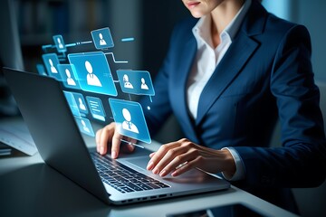 Fototapeta premium Using a Smartphone to Access AI Chatbot Services for Customer Assistance and Information