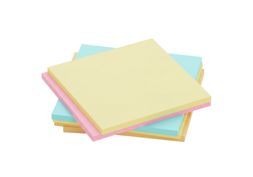 Isolated Stack of Colorful Sticky Notes