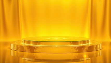 Golden podium on the golden background