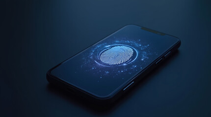 holographic fingerprint scanner in action, scanning light beam over fingertip, personal data security, glowing digital effect