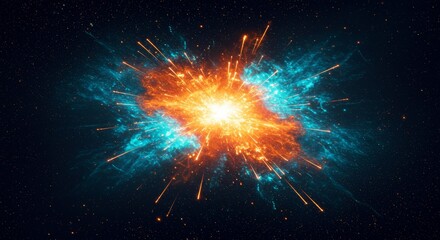 Fototapeta premium Spectacular Cosmic Burst of Energy with Fiery Orange and Cool Blue Nebulae