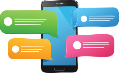 Obraz premium Smartphone Displaying Chat Bubbles and Friendly Messages