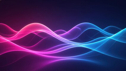 Obraz premium Abstract flowing waves of vibrant neon pink and electric blue light creating a mesmerizing digital art background