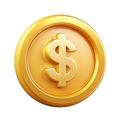 Obraz premium Golden Dollar Coin 3D Render of a US Currency Symbol