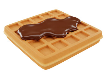 Isolated Crispy Waffle Topped with Melted Chocolate