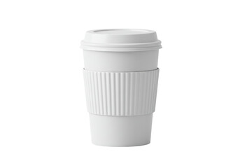 Isolated Simple White Paper Cup with Lid and Sleeve