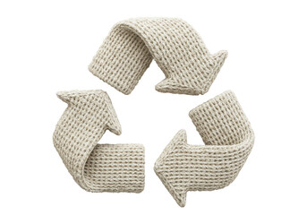 Isolated Knitted Recycle Symbol of Sustainable Materials