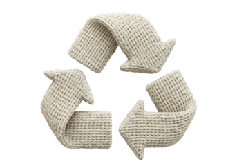 Isolated Knitted Recycle Symbol of Sustainable Materials