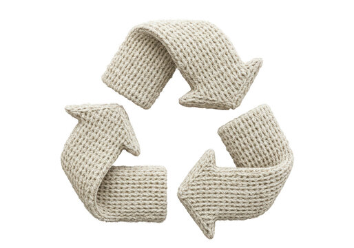 Isolated Knitted Recycle Symbol of Sustainable Materials