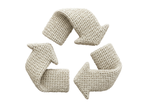 Isolated Knitted Recycle Symbol of Sustainable Materials