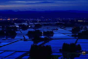 岩手県花巻市　朝の田園風景