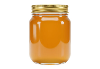 Isolated Jar of Honey with Golden Lid and Sweet Nectar