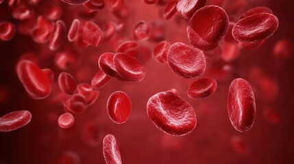 View under a microscope, blood-red blood cells in a living body