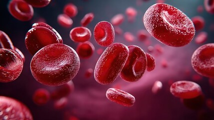 View under a microscope, blood-red blood cells in a living body