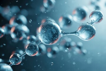 Cosmetic Essence, liquid bubble, molecule inside liquid  water splash