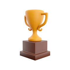 A golden trophy on a brown pedestal, symbolizing achievement and success.