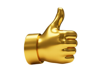 Isolated Golden Thumbs Up Hand Gesture for Approval