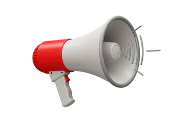 Isolated Red and White Megaphone with Sound Effects
