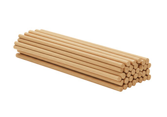 Isolated Pile of Wooden Dowels for Craft Projects