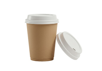 Isolated Takeout Coffee Cup with Lid and Paper Design