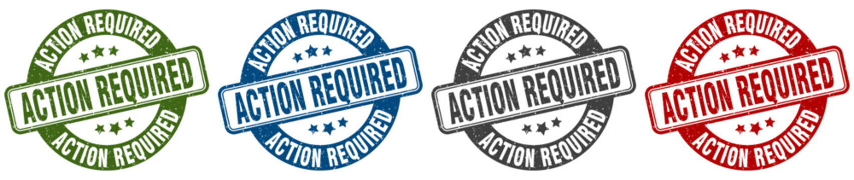 action required stamp. action required round stamp set isolated on white background