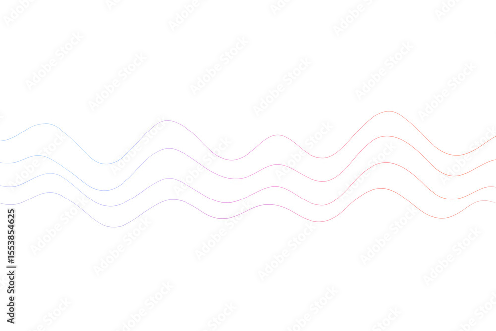 Poster smooth colorful lines creating a wavy pattern on a transparent background, ideal for digital art and