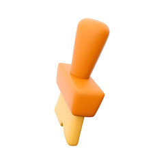 A stylized, abstract representation of a popsicle with a vibrant orange top and yellow base.