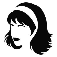 Stylish Black and White Silhouette of a Woman with a Headband