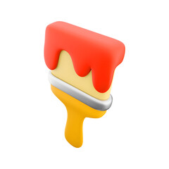 A stylized paint roller with dripping red and yellow paint, suggesting creativity and home improvement.