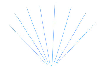 Multiple blue rays of light are converging towards a central point on a transparent background, creating a vibrant and dynamic visual effect