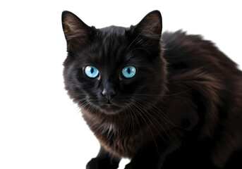 Obraz premium Black Cat with Striking Blue Eyes isolated on transparent baackground
