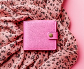 Women Pink Wallet With Copy Space