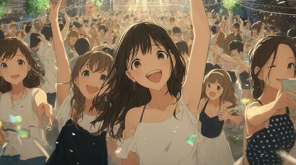 Girls getting excited at a live concert venue