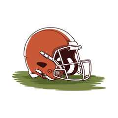 Naklejka premium American Football Helmet Vector on Grass. Vector illustration of an American football helmet on grass. Perfect for sports designs, posters, and fan gear templates.
