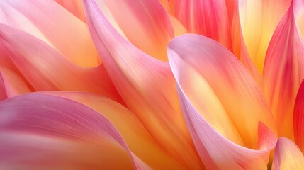 A close-up of delicate flower petals, showcasing a blend of soft pink and warm orange hues, This image can be utilized for designs related to nature, beauty, and floral themes in marketing or decor,