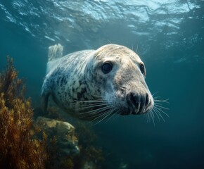 Obraz premium Grey seal, Halichoerus grypus, in the wild