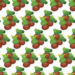Cactus in a clay pot. Exotic plant. Seamless pattern. Vector illustration.