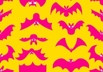 Halloween animals cartoon seamless bats monsters pattern for wrapping and kids clothes print and party accessories