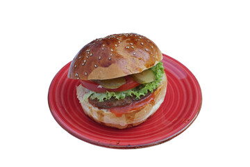 burger ready to serve, isolated on white background