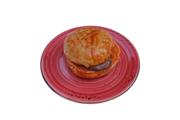 traditional Turkish hamburger, Wet hamburger (islak hamburger), isolated on white background
