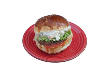 lux burger isolated on white background