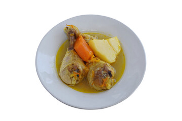 chicken drumstick dish, isolated on white background