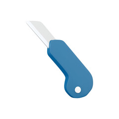 A blue utility knife with a retractable blade, designed for cutting and crafting tasks.