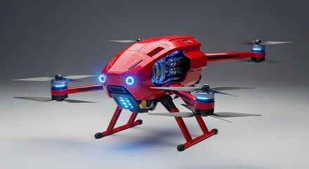 Red Futuristic Drone