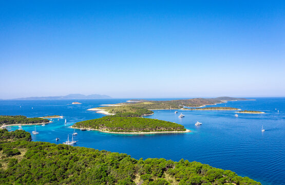 Aerial view of Paklinski Islands in Hvar, Croatia