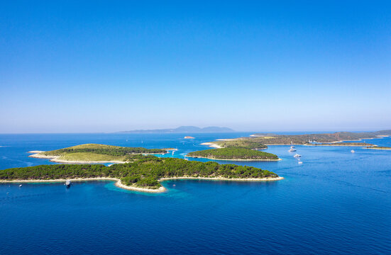 Aerial view of Paklinski Islands in Hvar, Croatia
