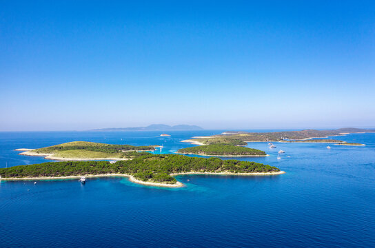 Aerial view of Paklinski Islands in Hvar, Croatia