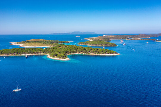 Aerial view of Paklinski Islands in Hvar, Croatia