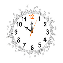 Elegant Leaf-Decorated Clock with Autumn Vibes - Perfect Wall Art for Home Decor or Seasonal Design Projects