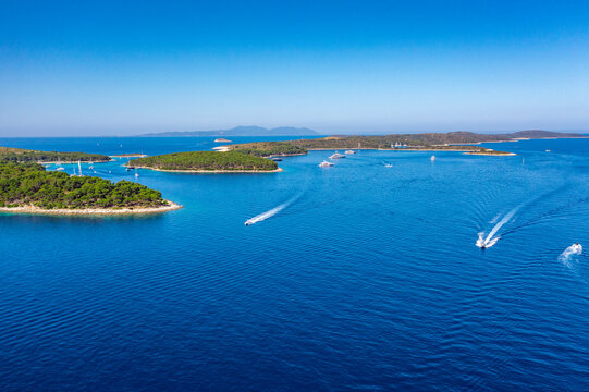 Aerial view of Paklinski Islands in Hvar, Croatia